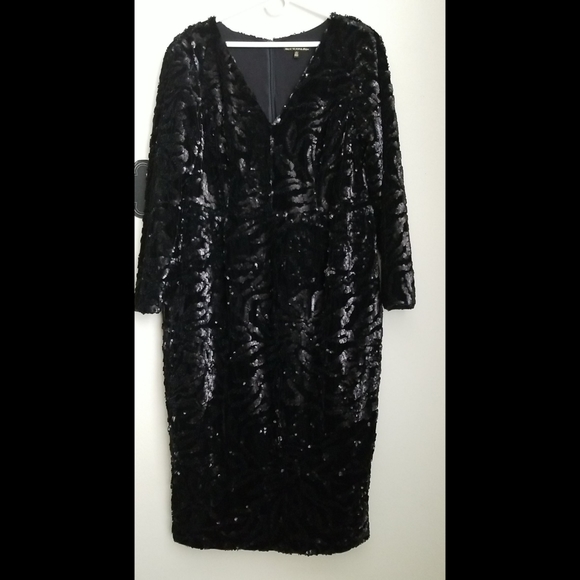🆕️ LISTING!! DRESS THE POPULATION ELIZABETH SEQUIN &VELVET MIDI SHEATH DRESS - Picture 4 of 15
